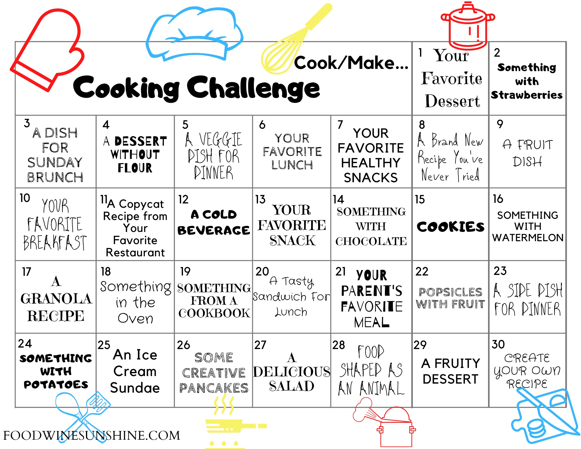 Family Cooking Competition Ideas Printable