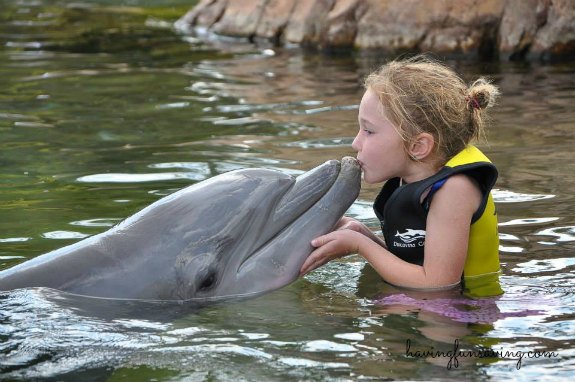 Kissing the dolphins at Discovery Cove