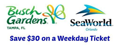 Busch Gardens & SeaWorld Weekday Ticket Offers