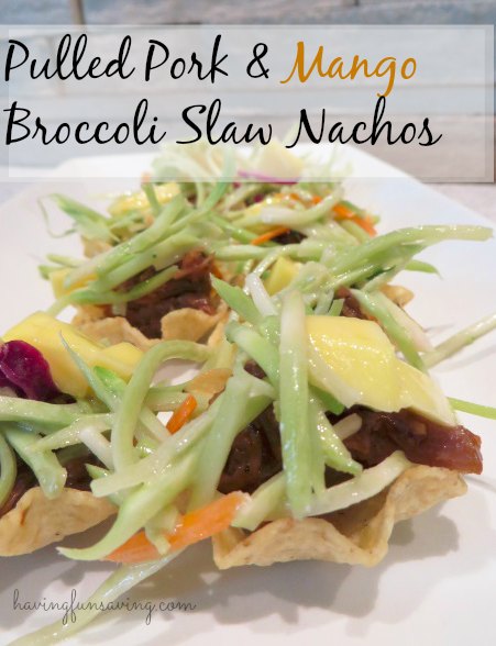 Pulled Pork & Mango Broccoli Slaw Nachos