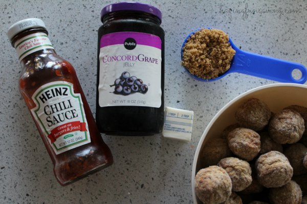 Ingredients for Slow Cooker Grape Jelly Meatballs