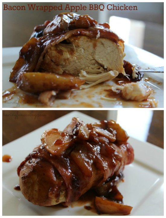 Slow Cooker Bacon Wrapped Apple BBQ Chicken | Bacon Wrapped Apple BBQ Chicken is a delicious Crock Pot Recipe. Everyone will love all the flavors and you will love that this is an easy slow cooker recipe. Read more dinner recipes, healthy recipes and easy recipes the whole family will love on foodwinesunshine.com | Food Wine Sunshine #easyrecipes #dinnerrecipes #dinnerideas #dinner #foodblog #foodblogger