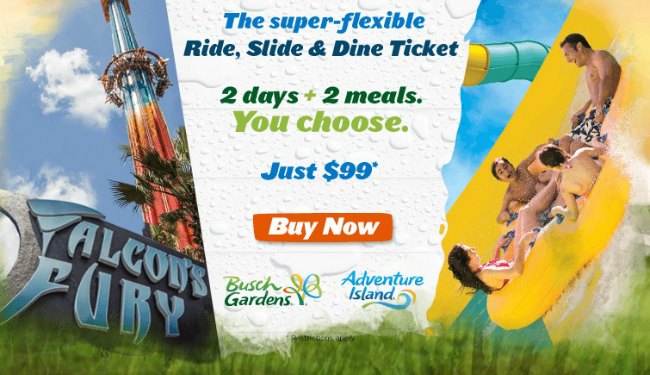 Busch Gardens Ride Slide Dine Tickets Tampa