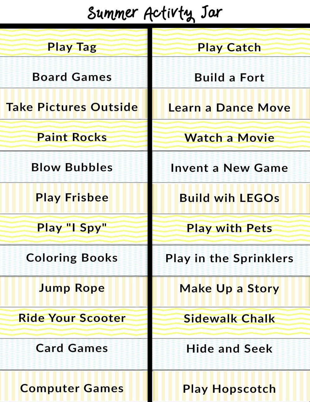 Summer Activities Printable