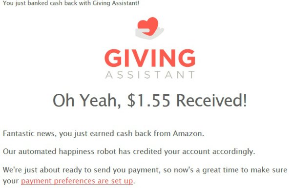 Cash back with Giving Assistant