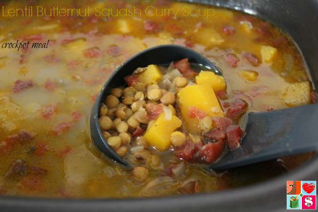 Lentil Butternut Squash Curry Soup - Crockpot Recipe