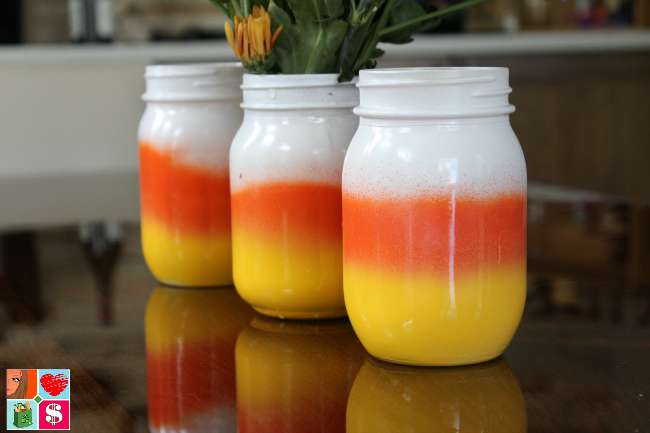 Candy corn mason jars