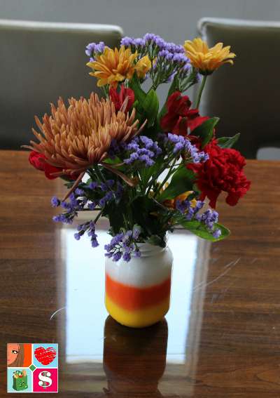 Candy corn mason jar vases