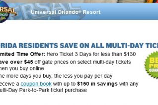 Universal Orlando Hero Ticket Offer