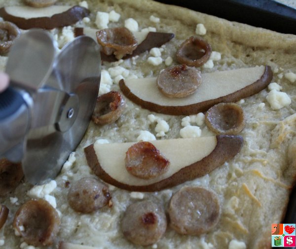 Healthy pizza with pears