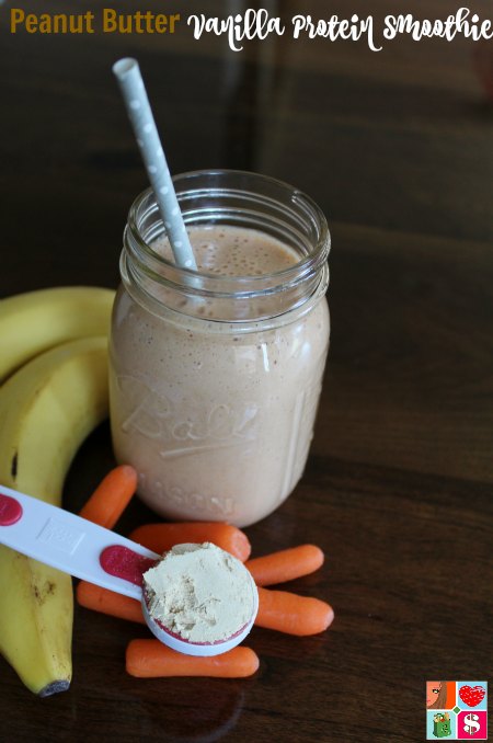 Peanut Butter Vanilla Protein Smoothie on Food Wine Sunshine