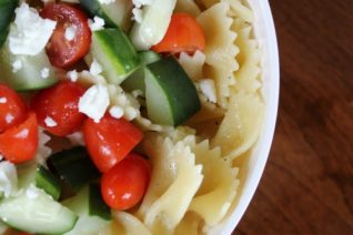 Lemon Pasta Salad with Tomatoes, Cucumber, and Feta Recipe on Food Wine Sunshine