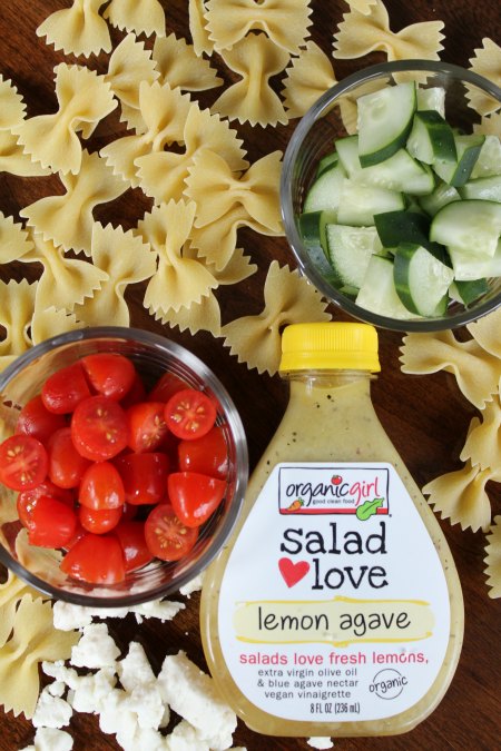 Lemon Pasta Salad with Tomatoes, Cucumber, and Feta on Food Wine Sunshine