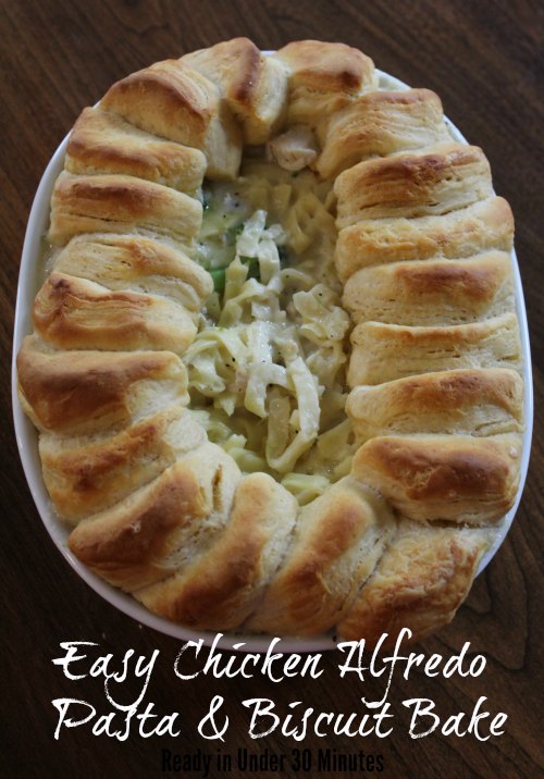 Easy Chicken Alfredo Pasta & Biscuit Bake Recipe