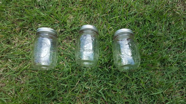 Spray painted American Flag Mason Jars 