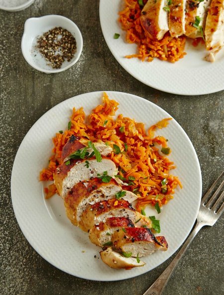 Spanish Sweet Potato Rice with Honey Lime Chicken Recipe on Food Wine Sunshine and Cooking
