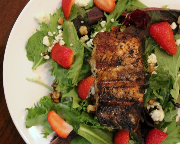 Grilled Salmon and Strawberry Salad on Food Wine Sunshine and Cooking