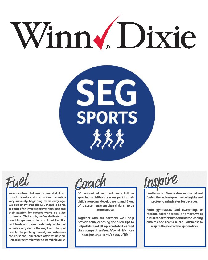 Winn Dixie SEG Sports Initiative on Food Wine Sunshine and Cooking