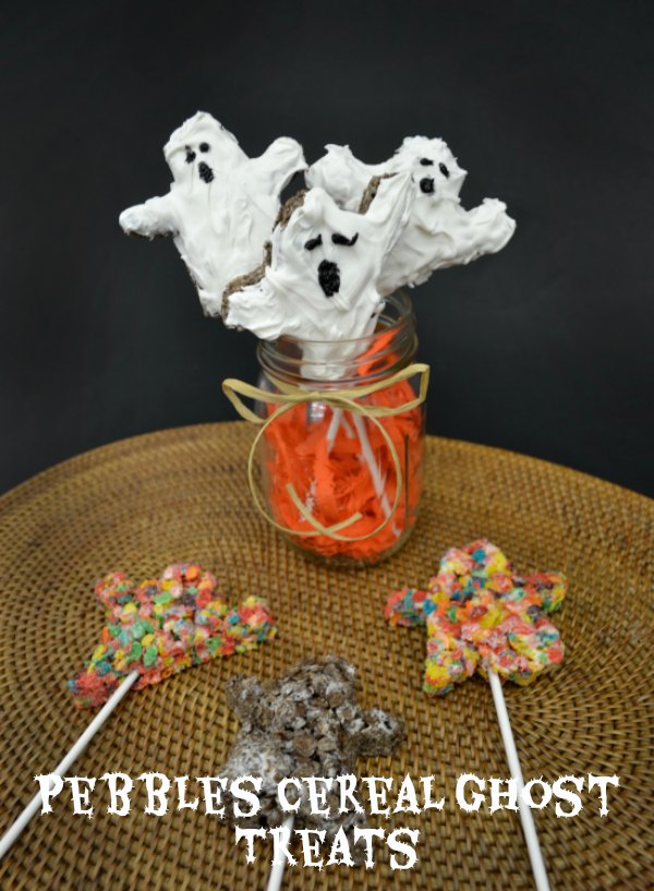 Halloween Snack Recipes - Pebbles Cereal Ghost Treats