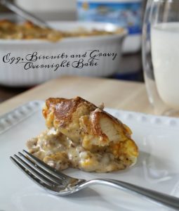 Egg, Biscuits and Gravy Overnight Bake - Hearty Breakfast Casserole Recipe on Food Wine Sunshine