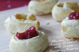 Chicken Apple Sausage Pinwheels with Tangy Cranberry Dipping Sauce on Food Wine Sunshine