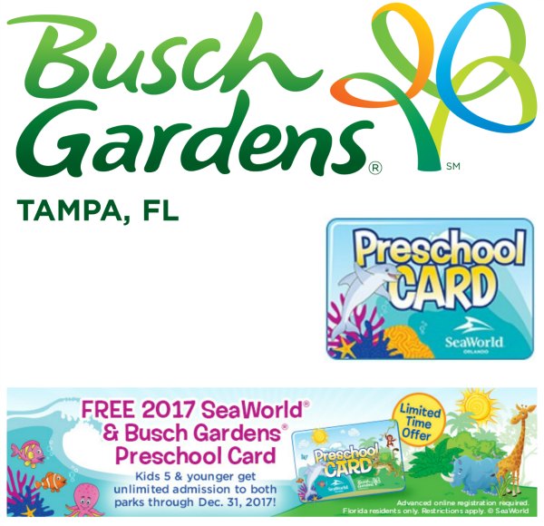 Busch Gardens Preschool Card 2017 Free