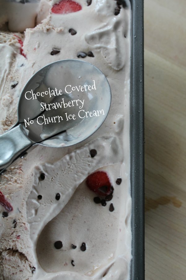 Chocolate Covered Strawberry No Churn Ice Cream 