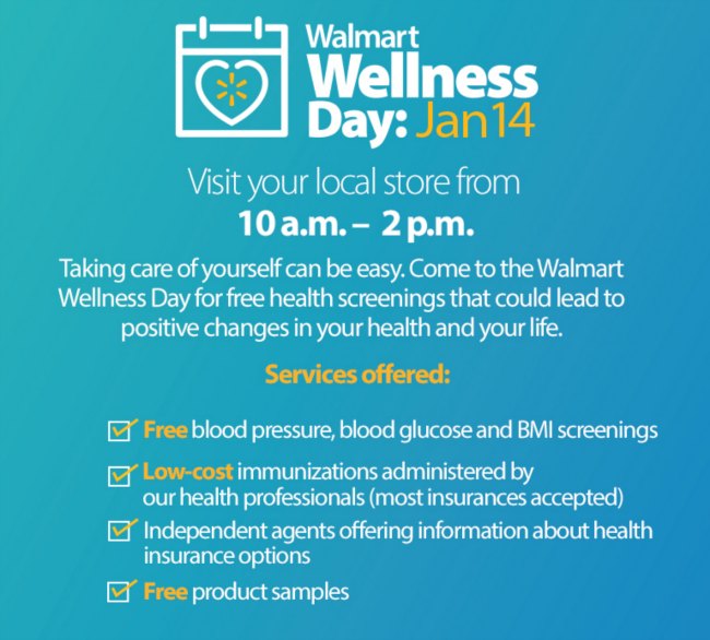 Walmart Wellness Day - Free Health Screenings on Food Wine Sunshine