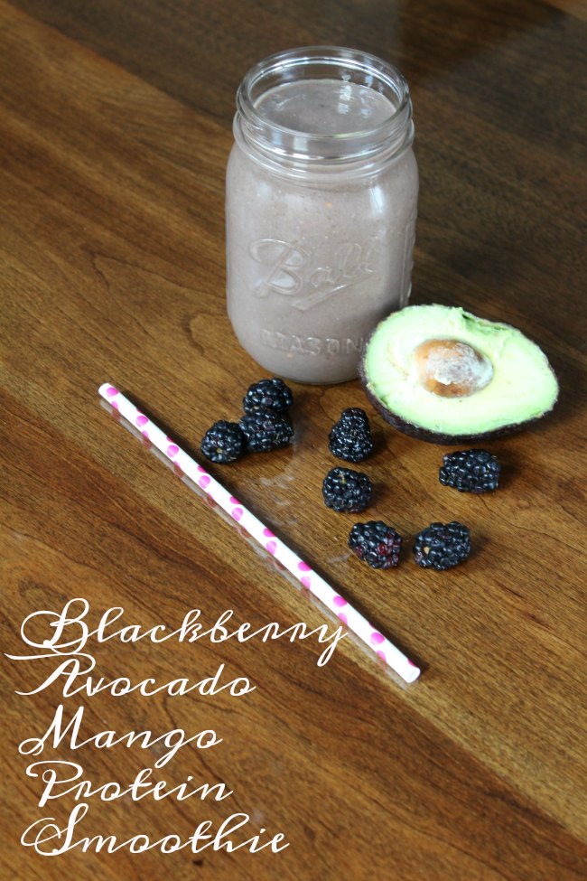 Blackberry Avocado Mango Protein Smoothie on Food Wine Sunshine