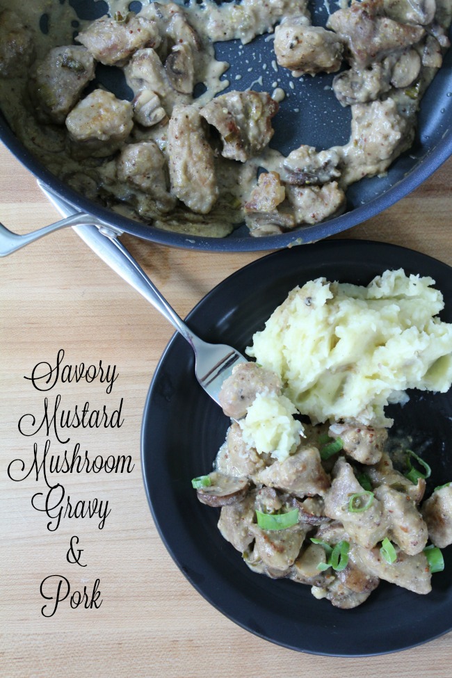 Savory Mustard Mushroom Gravy & Pork Recipe on Food Wine Sunshine and Cooking