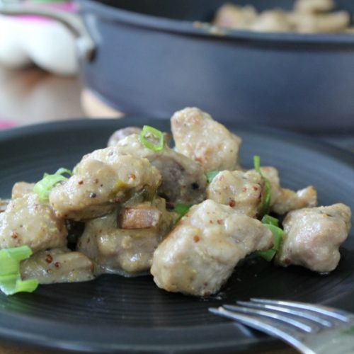 Savory Mustard Mushroom Gravy & Pork Recipe on Food Wine Sunshine