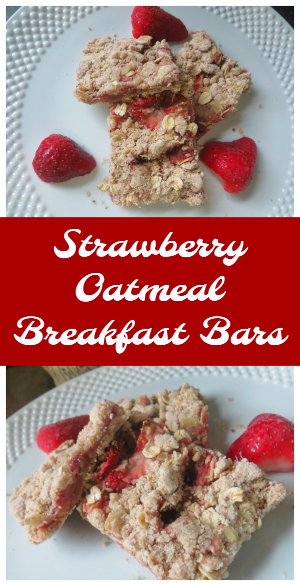 Oatmeal Breakfast Bars with fresh strawberries