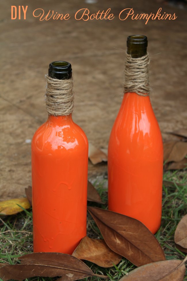 DIY Wine Bottle Pumpkins