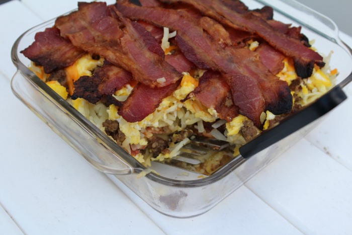 Breakfast Lasagna with bacon and hashbrowns