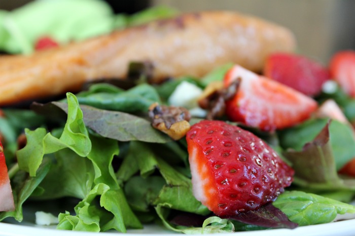 Salmon Salad with homemade strawberry dressing