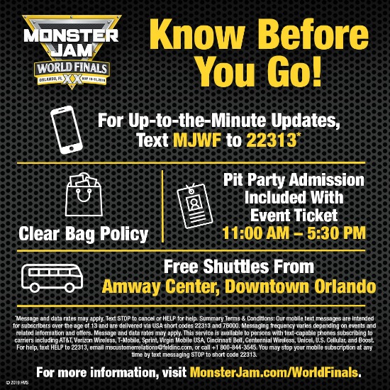 Monster Jam World Finals Orlando Information
