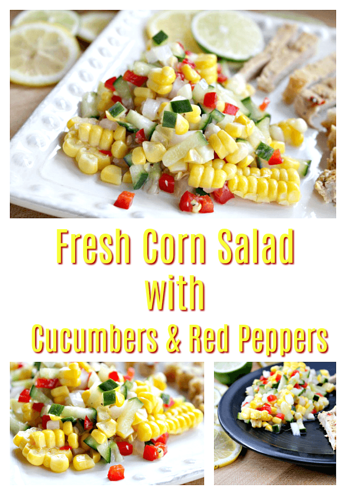 Fresh Corn Salad with Cucumbers and Red Peppers