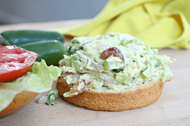 Tasty Mustard Chicken Salad with grapes