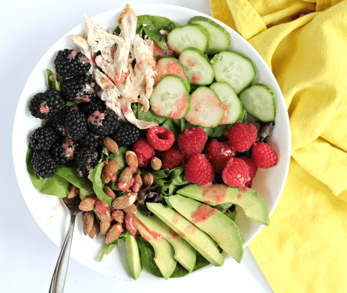 Berry Avocado Chicken Salad with Almonds