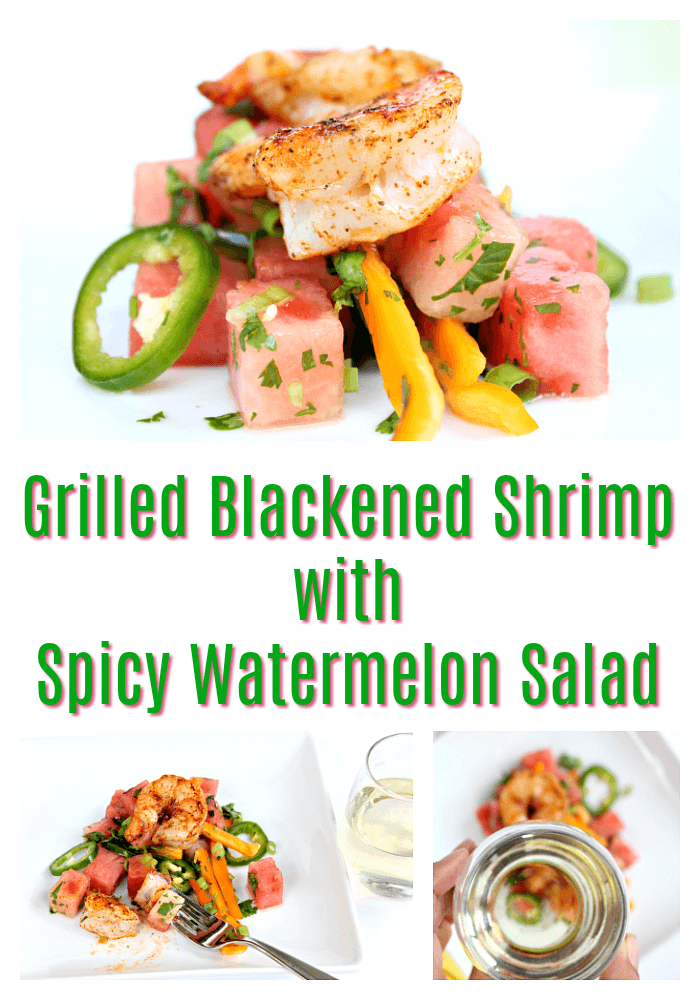 Best Grilled Blackened Shrimp with Spicy Watermelon Salad