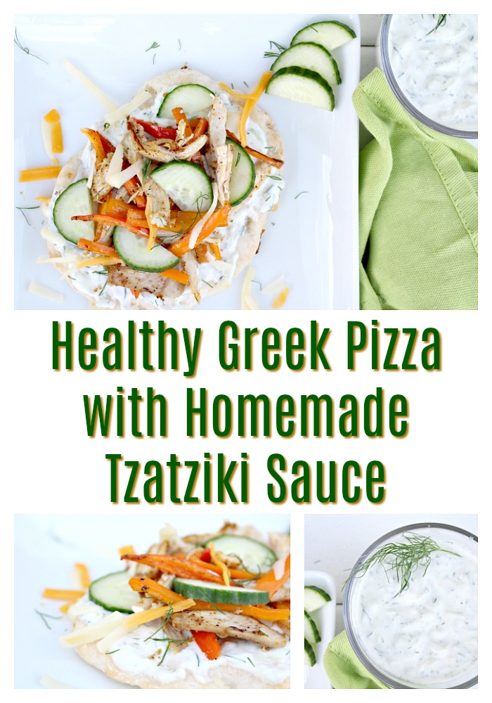 Homemade Healthy Greek Pizza with Tzatziki Sauce