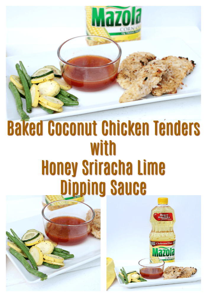 Baked Coconut Chicken Tenders with Honey Sriracha Lime Dipping Sauce