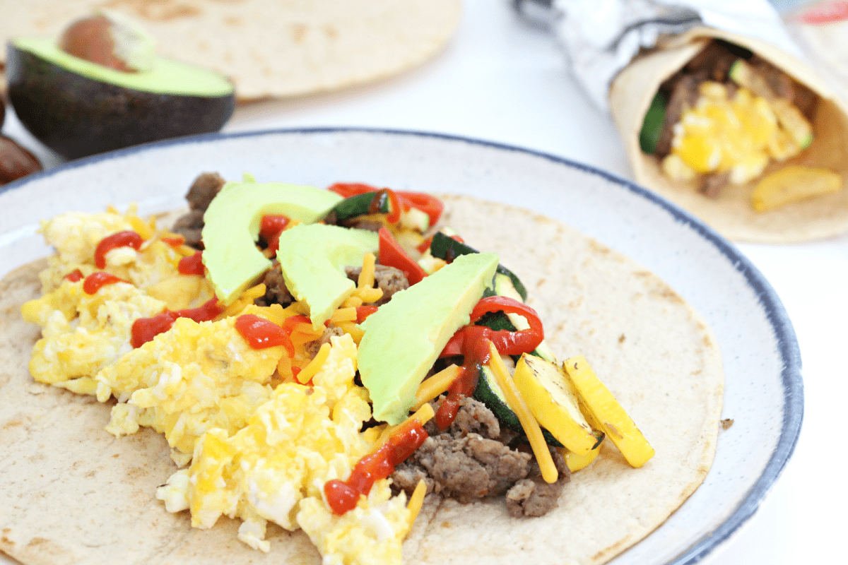 Easy Turkey Sausage Breakfast Burritos