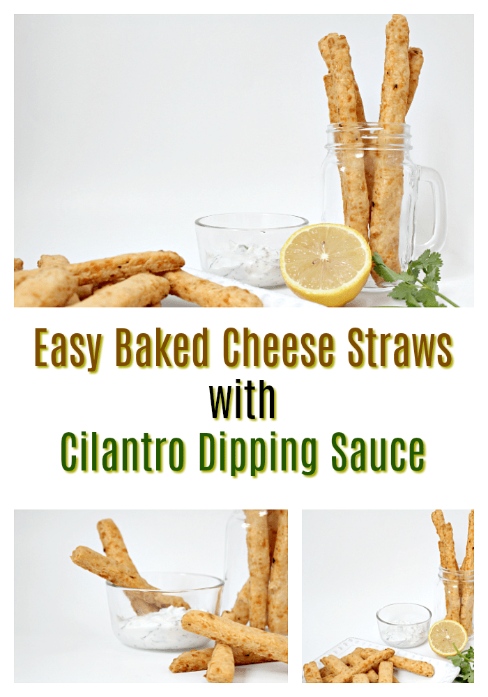 Easy Baked Cheese Straws with Cilantro Dipping Sauce