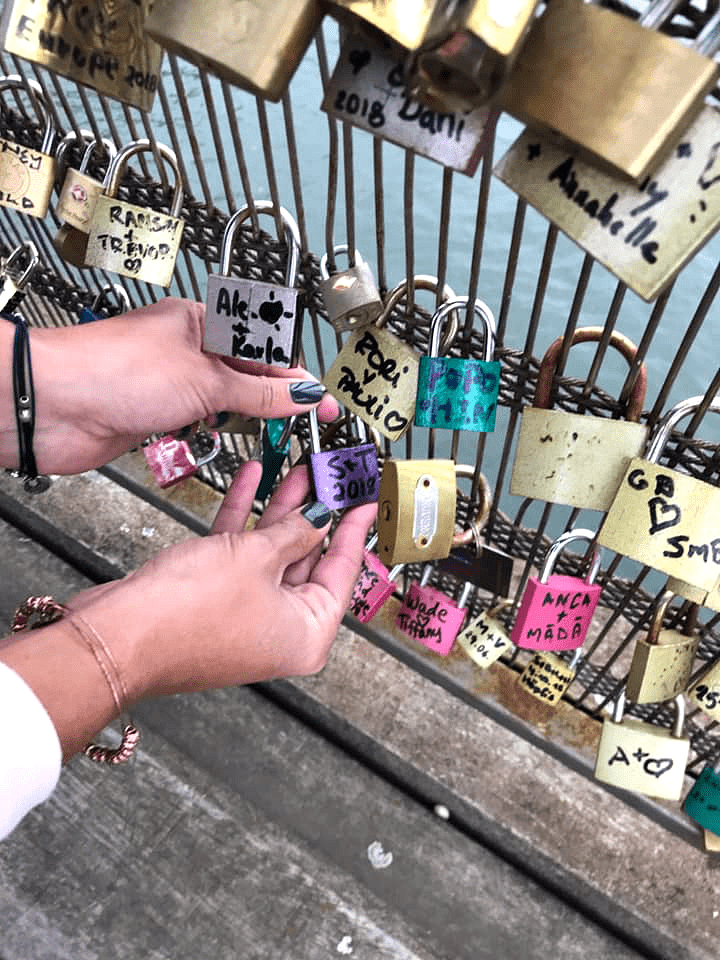 Paris Lock Bridge on River