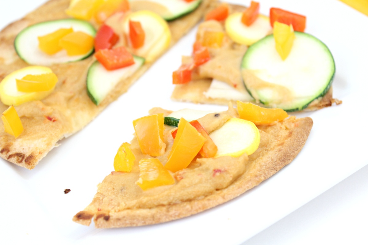 Weight Watchers Roasted Veggie and Hummus Tortilla Pizza