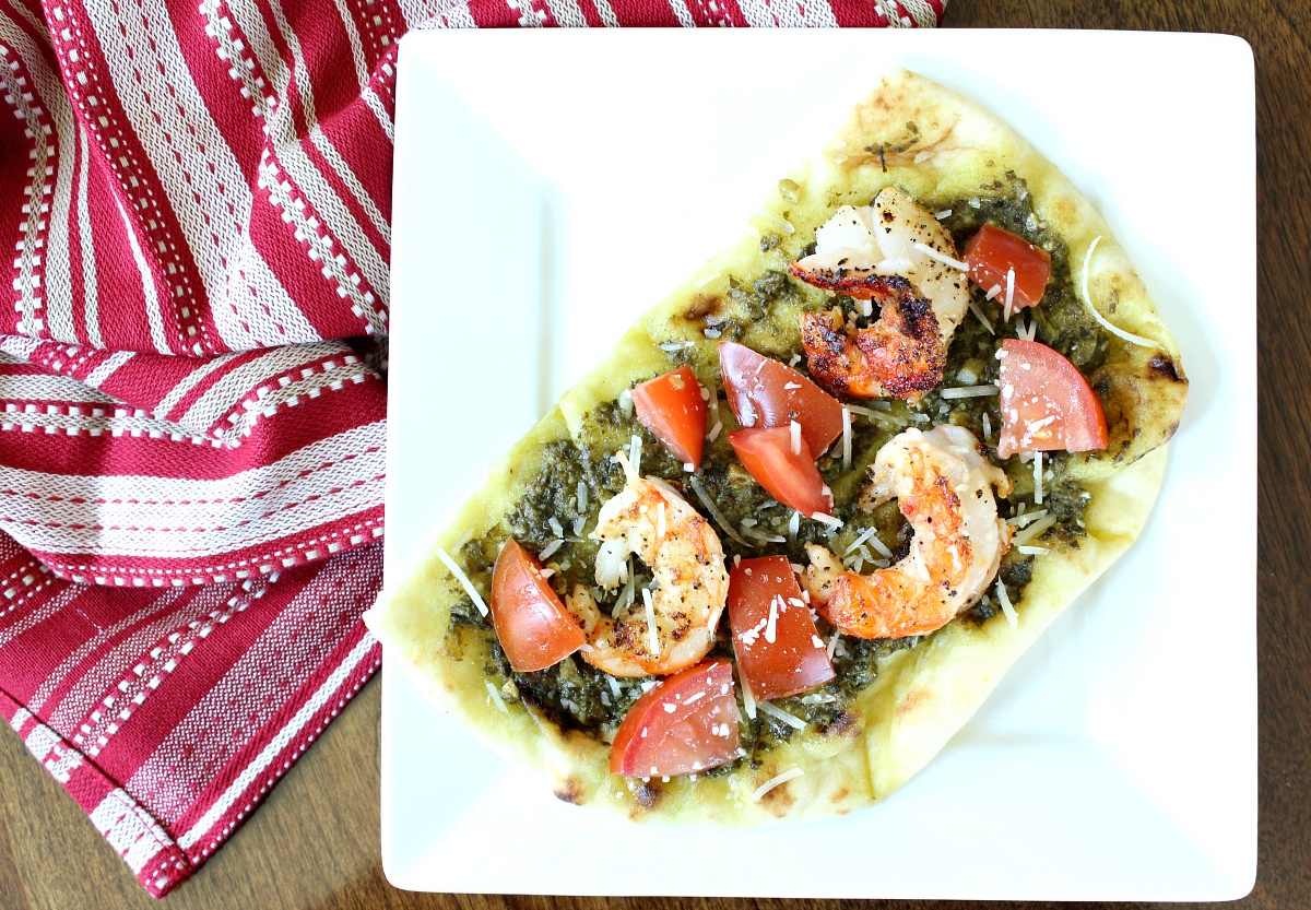 Tasty Blackened Shrimp and Pesto Pizza