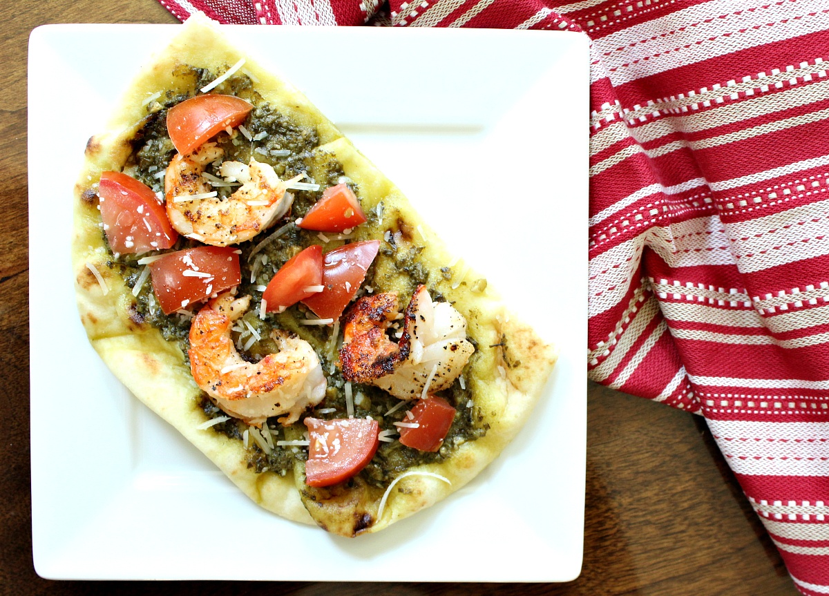 Best Shrimp and Pesto Flatbread