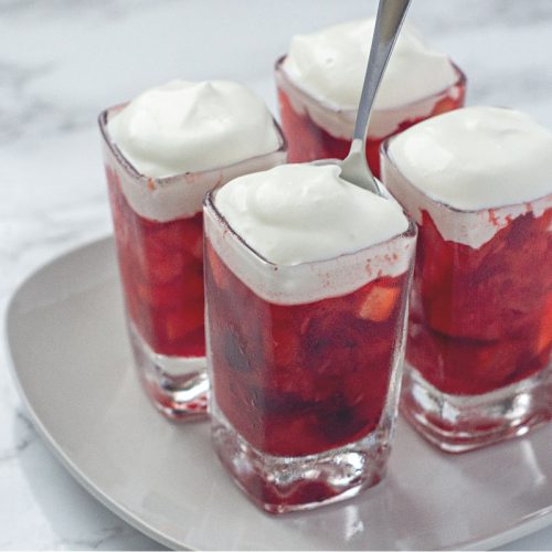 Cranberry Jello Salad with Spoon