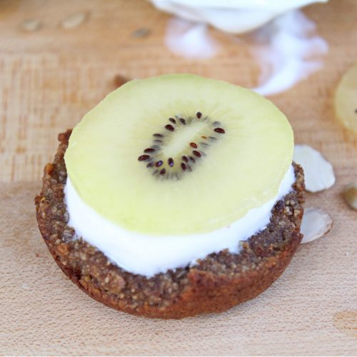 Nutty Apple Banana Protein Cookies topped with yogurt and kiwi